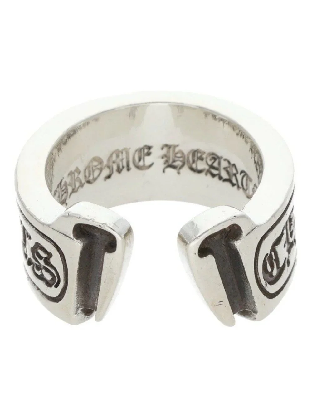 Chrome Hearts LG Scroll Label Large Silver Ring